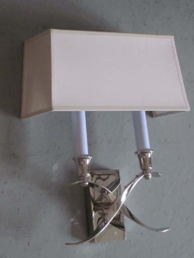 Jules Leleu 2 Pairs French Modern Neoclassical Style Nickel Sconces in Style of Jules Leleu