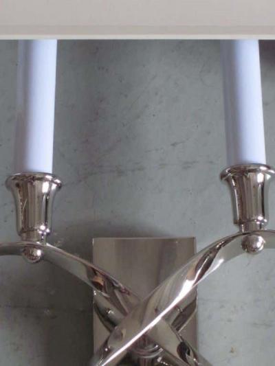 Jules Leleu 2 Pairs French Modern Neoclassical Style Nickel Sconces in Style of Jules Leleu
