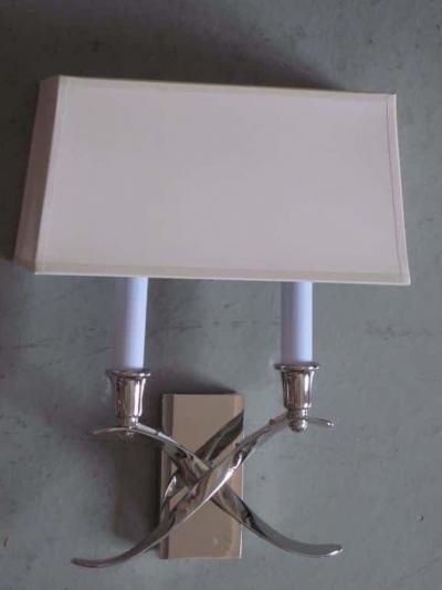 Jules Leleu 2 Pairs French Modern Neoclassical Style Nickel Sconces in Style of Jules Leleu