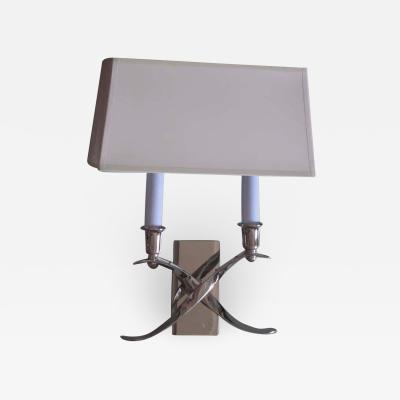 Jules Leleu 2 Pairs French Modern Neoclassical Style Nickel Sconces in Style of Jules Leleu