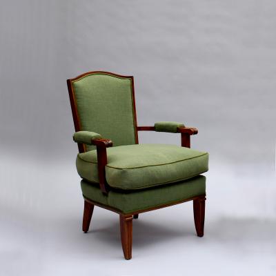Jules Leleu 3 Fine French 1940s Mahogany Armchairs by Jules Leleu