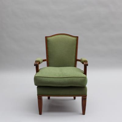 Jules Leleu 3 Fine French 1940s Mahogany Armchairs by Jules Leleu