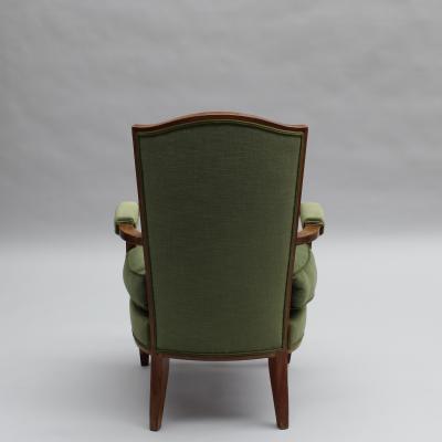 Jules Leleu 3 Fine French 1940s Mahogany Armchairs by Jules Leleu