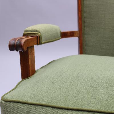 Jules Leleu 3 Fine French 1940s Mahogany Armchairs by Jules Leleu