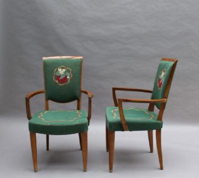 Jules Leleu 4 Fine French Art Deco Armchairs by Jules Leleu