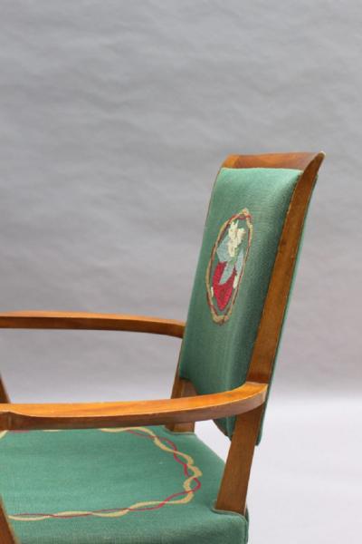 Jules Leleu 4 Fine French Art Deco Armchairs by Jules Leleu