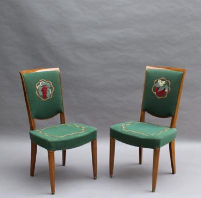 Jules Leleu 4 Fine French Art Deco Dining Chairs by Jules Leleu 4 arm chairs available 