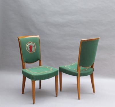 Jules Leleu 4 Fine French Art Deco Dining Chairs by Jules Leleu 4 arm chairs available 