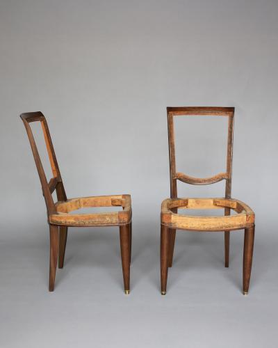 Jules Leleu 6 Fine French 1940s Mahogany Dining Chairs by Jules Leleu