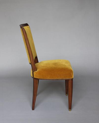 Jules Leleu 6 Fine French 1940s Mahogany Dining Chairs by Jules Leleu