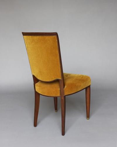 Jules Leleu 6 Fine French 1940s Mahogany Dining Chairs by Jules Leleu