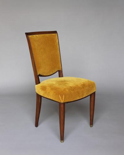 Jules Leleu 6 Fine French 1940s Mahogany Dining Chairs by Jules Leleu