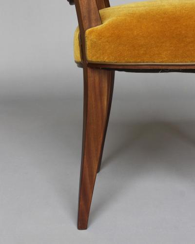 Jules Leleu 6 Fine French 1940s Mahogany Dining Chairs by Jules Leleu