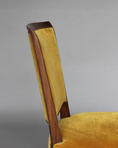 Jules Leleu 6 Fine French 1940s Mahogany Dining Chairs by Jules Leleu