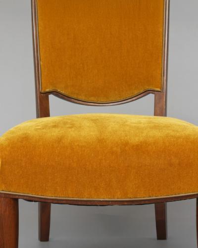 Jules Leleu 6 Fine French 1940s Mahogany Dining Chairs by Jules Leleu