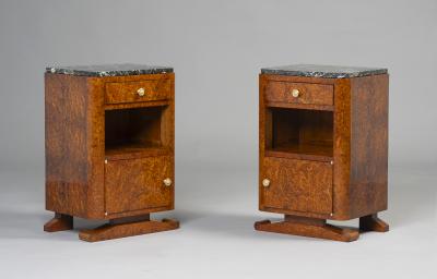 Jules Leleu A Matched Pair of Art Deco Nightstands in the manner of Jules Leleu 