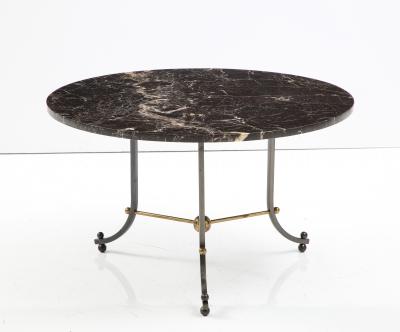 Jules Leleu A Pair of Two tone Bronze and Marble Top Coffee Tables by Jules Leleu