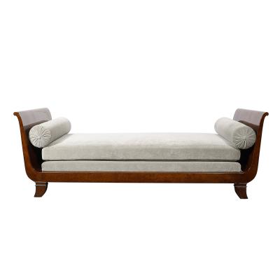 Jules Leleu Art Deco Lupe de Amboyna Wood Taupe Mohair Upholstery Daybed Attr Jules Leleu