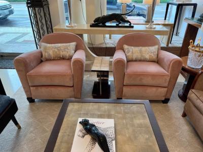 Jules Leleu Art Deco Pair of Club Chairs by Jules Leleu