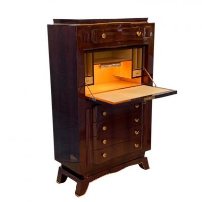 Jules Leleu Art Deco Rosewood Secretaire by Jules Leleu