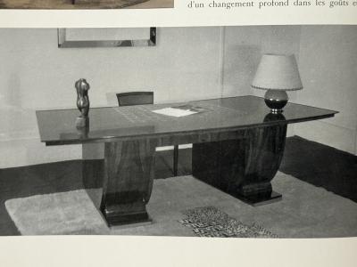 Jules Leleu Art Deco rosewood desk by Jules Leleu with a central parchment writing surface