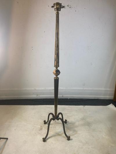 Jules Leleu FRENCH 1940s BRASS AND WOOD FLOOR LAMP