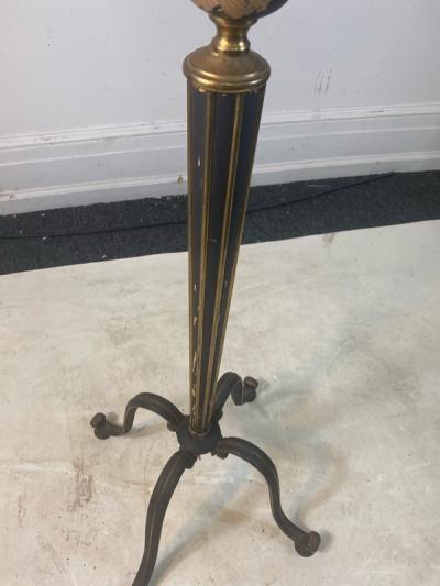 Jules Leleu FRENCH 1940s BRASS AND WOOD FLOOR LAMP
