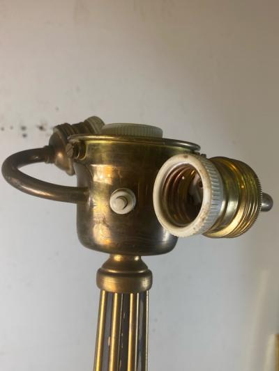 Jules Leleu FRENCH 1940s BRASS AND WOOD FLOOR LAMP