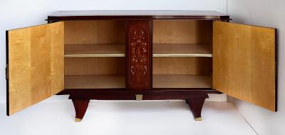 Jules Leleu Fine French Art Deco Marquetry Inlay Cabinet Jules Leleu Attributed