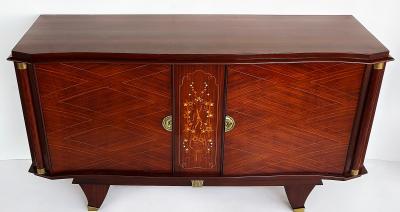 Jules Leleu Fine French Art Deco Marquetry Inlay Cabinet Jules Leleu Attributed