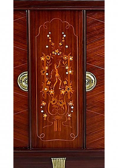 Jules Leleu Fine French Art Deco Marquetry Inlay Cabinet Jules Leleu Attributed