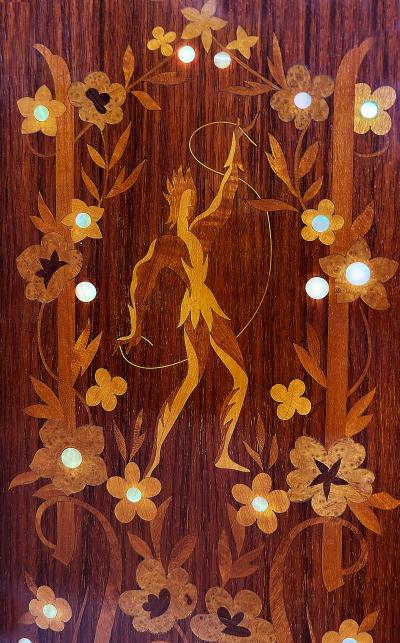 Jules Leleu Fine French Art Deco Marquetry Inlay Cabinet Jules Leleu Attributed