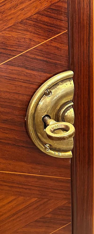 Jules Leleu Fine French Art Deco Marquetry Inlay Cabinet Jules Leleu Attributed