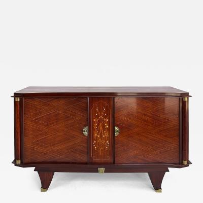 Jules Leleu Fine French Art Deco Marquetry Inlay Cabinet Jules Leleu Attributed