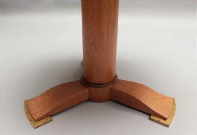 Jules Leleu Fine French Art Deco Oak and Eglomise Mirror Gueridon by Leleu