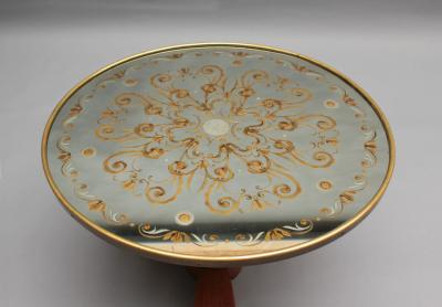 Jules Leleu Fine French Art Deco Oak and Eglomise Mirror Gueridon by Leleu