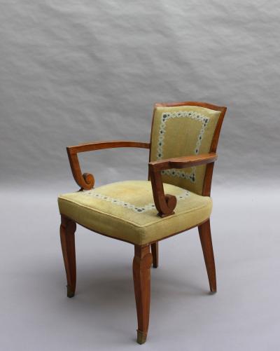Jules Leleu Fine French Art Deco Walnut Armchair by Jules Leleu