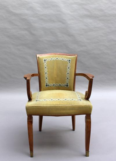 Jules Leleu Fine French Art Deco Walnut Armchair by Jules Leleu