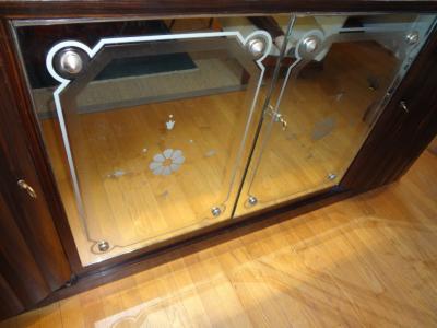 Jules Leleu French Art Deco Credenza with Mirrored Doors After Jules Leleu