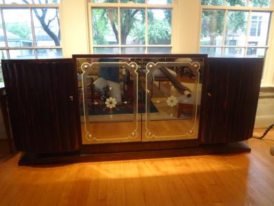 Jules Leleu French Art Deco Credenza with Mirrored Doors After Jules Leleu