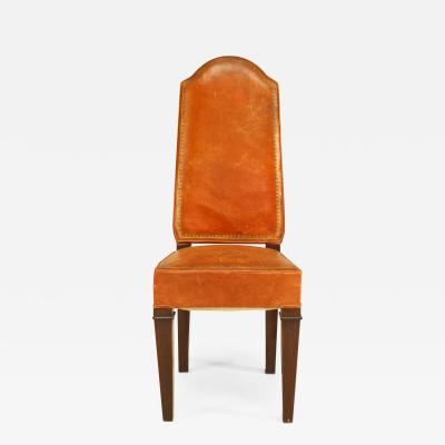 Jules Leleu French Art Deco Ebony Macassar Veneered Sided Chairs