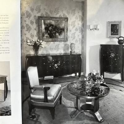 Jules Leleu Jules Leleu 1883 1961 Floral Mother of Pearl and Ebony Inlay Sideboard1939