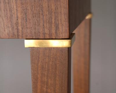 Jules Leleu Jules Leleu A French 1950s 3 Drawer Walnut Writing Table with Brass Details