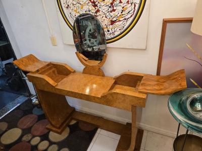 Jules Leleu Jules Leleu Art Deco Vanity and Console with Mirror France Circa 1930s