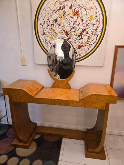 Jules Leleu Jules Leleu Art Deco Vanity and Console with Mirror France Circa 1930s
