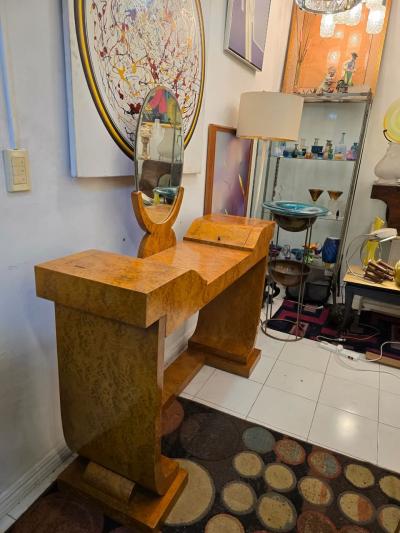 Jules Leleu Jules Leleu Art Deco Vanity and Console with Mirror France Circa 1930s