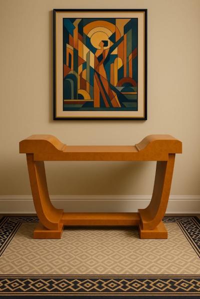 Jules Leleu Jules Leleu Art Deco Vanity and Console with Mirror France Circa 1930s