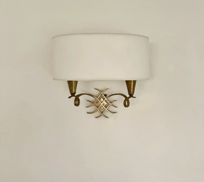 Jules Leleu Jules Leleu Set of 3 Wall Sconces with Shades