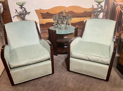 Jules Leleu Jules Leleu Style Art Deco French Club Chairs Restored