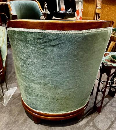 Jules Leleu Jules Leleu Vintage French Art Deco Sofa Suite with Pair of Chairs Restored